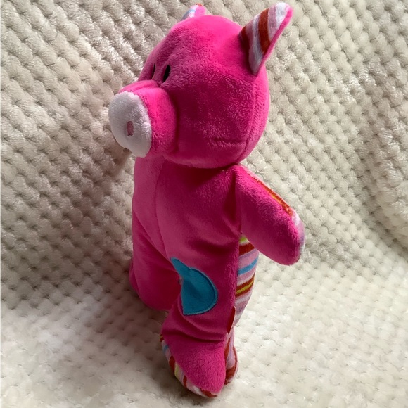 Gitzy Plush Pink Pig with Rattle Inside Blue Heart Stuffed Animal Toy 🐷 - Picture 5 of 8